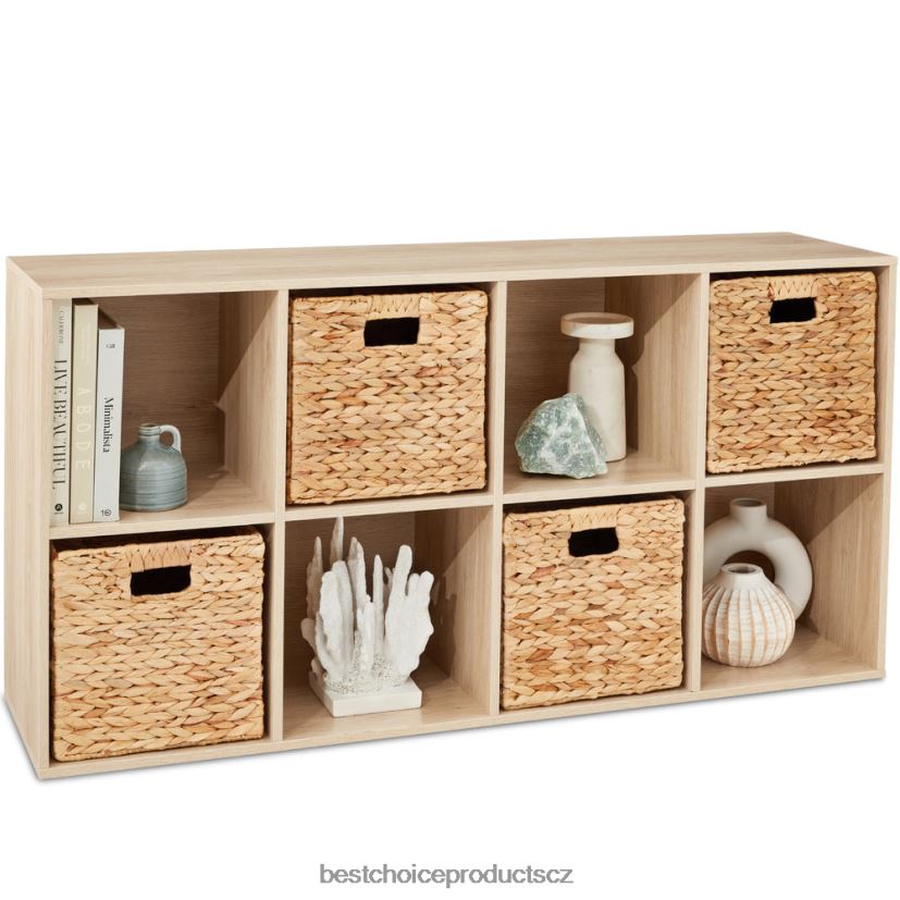 Best Choice Products Knihovna s 8 kostkami, 11palcový úložný displej s odnímatelnými panely, přizpůsobitelné doplněk světlý dub FF2286381