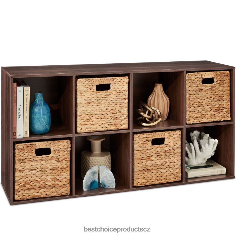 Best Choice Products Knihovna s 8 kostkami, 11palcový úložný displej s odnímatelnými panely, přizpůsobitelné doplněk vlašský ořech FF2286380