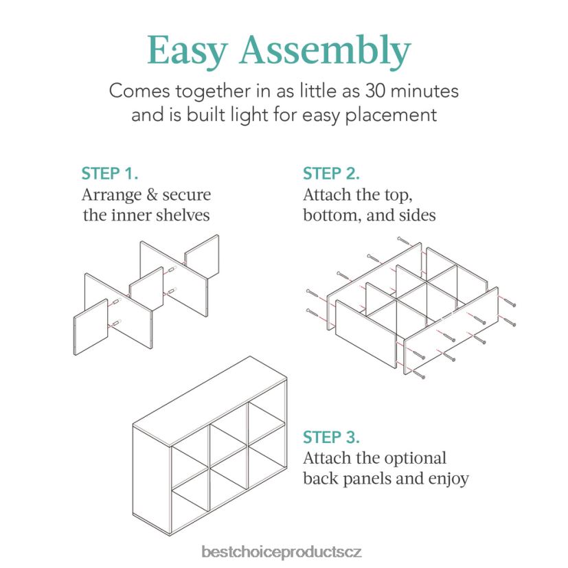 Best Choice Products Knihovna se 6 kostkami, 11palcový úložný displej s odnímatelnými panely, přizpůsobitelné doplněk světlý dub FF2286376