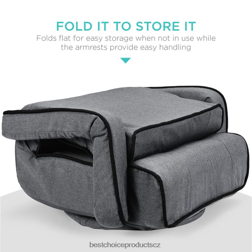 Best Choice Products Nadměrná otočná herní podlahová židle s područkou, nastavitelnou opěrkou zad doplněk světle šedá FF22861297