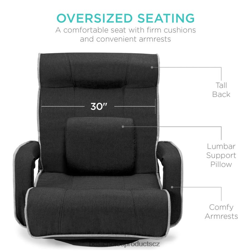 Best Choice Products Nadměrná otočná herní podlahová židle s područkou, nastavitelnou opěrkou zad doplněk světle šedá FF22861297