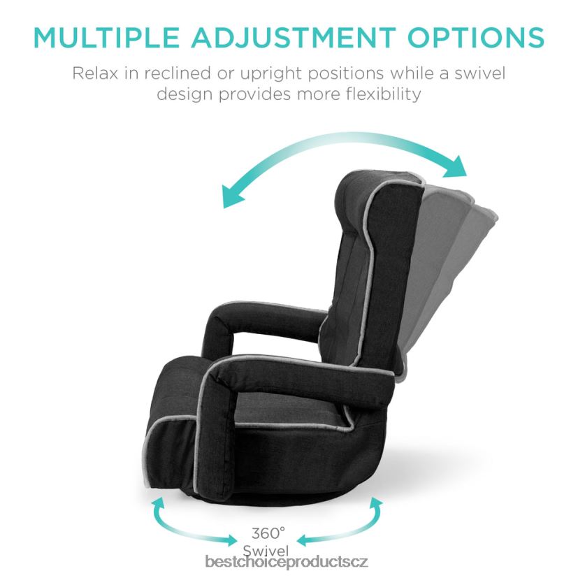 Best Choice Products Nadměrná otočná herní podlahová židle s područkou, nastavitelnou opěrkou zad doplněk světle šedá FF22861297