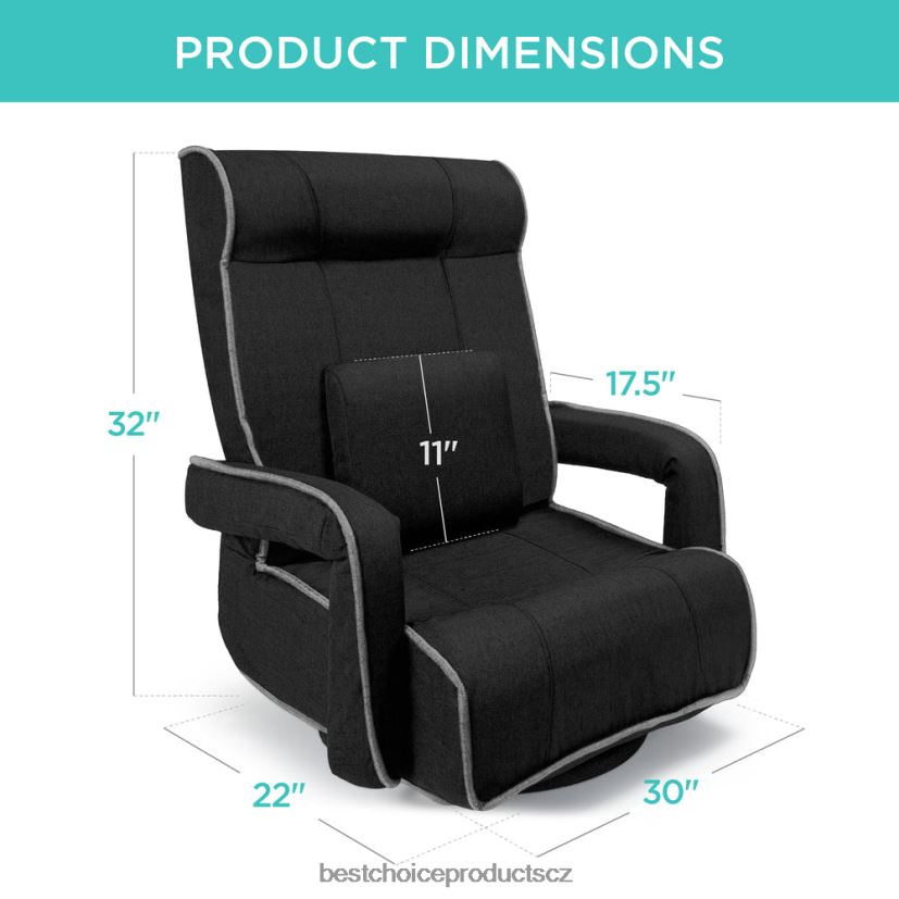 Best Choice Products Nadměrná otočná herní podlahová židle s područkou, nastavitelnou opěrkou zad doplněk světle šedá FF22861297