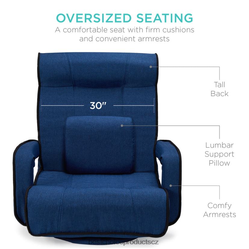 Best Choice Products Nadměrná otočná herní podlahová židle s područkou, nastavitelnou opěrkou zad doplněk světle šedá FF22861297