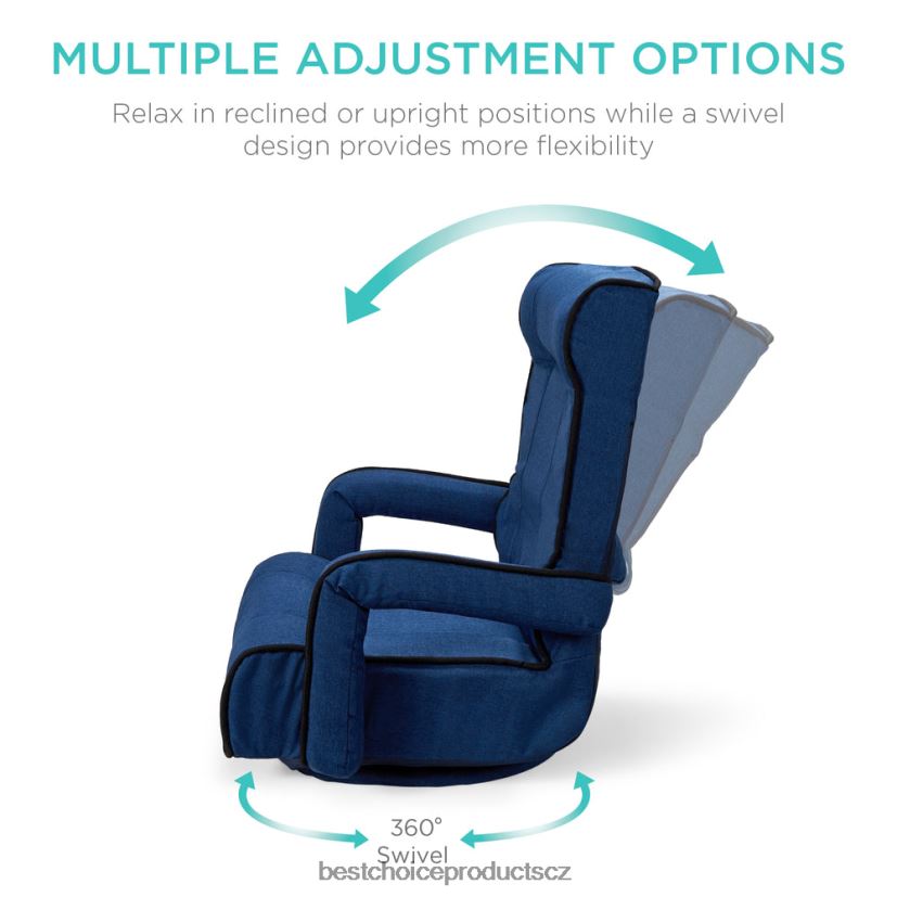 Best Choice Products Nadměrná otočná herní podlahová židle s područkou, nastavitelnou opěrkou zad doplněk světle šedá FF22861297
