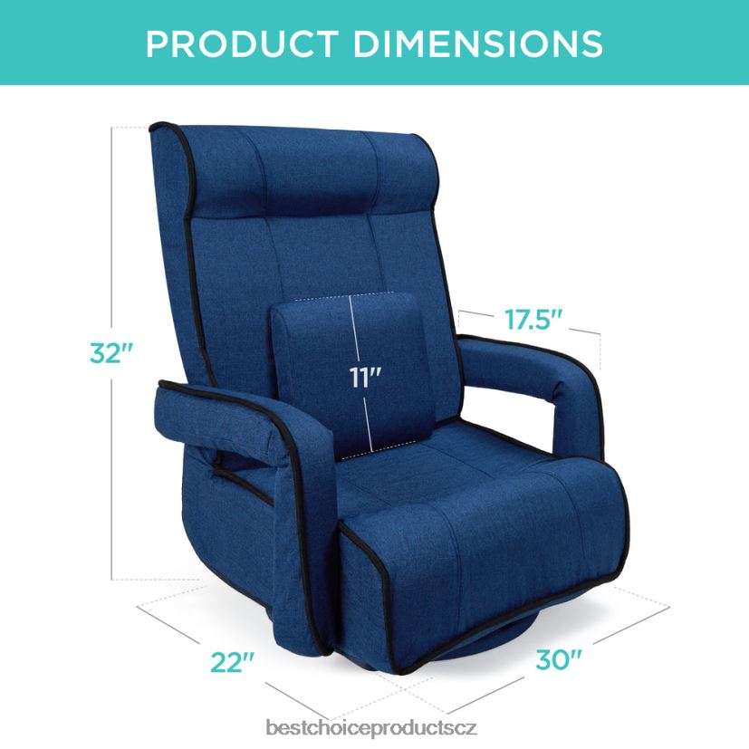 Best Choice Products Nadměrná otočná herní podlahová židle s područkou, nastavitelnou opěrkou zad doplněk světle šedá FF22861297