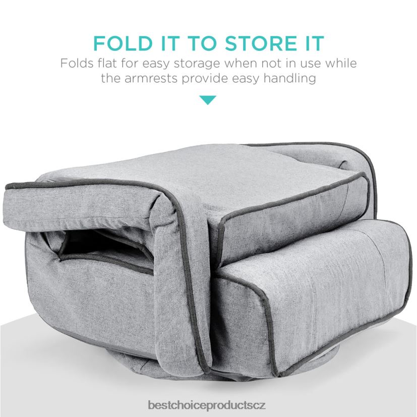 Best Choice Products Nadměrná otočná herní podlahová židle s područkou, nastavitelnou opěrkou zad doplněk světle šedá FF22861297