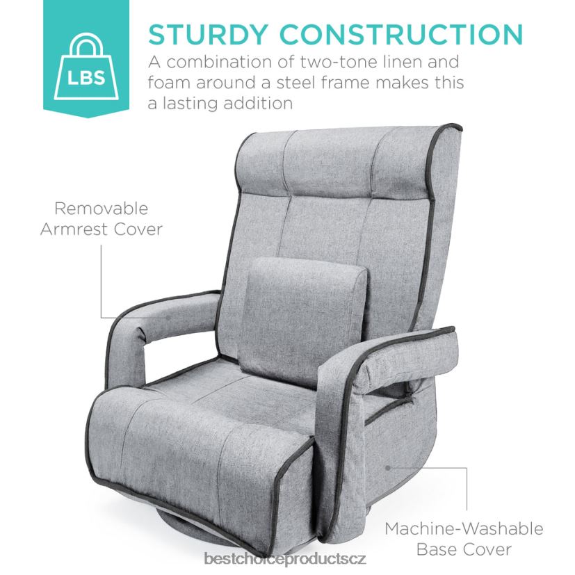 Best Choice Products Nadměrná otočná herní podlahová židle s područkou, nastavitelnou opěrkou zad doplněk světle šedá FF22861297