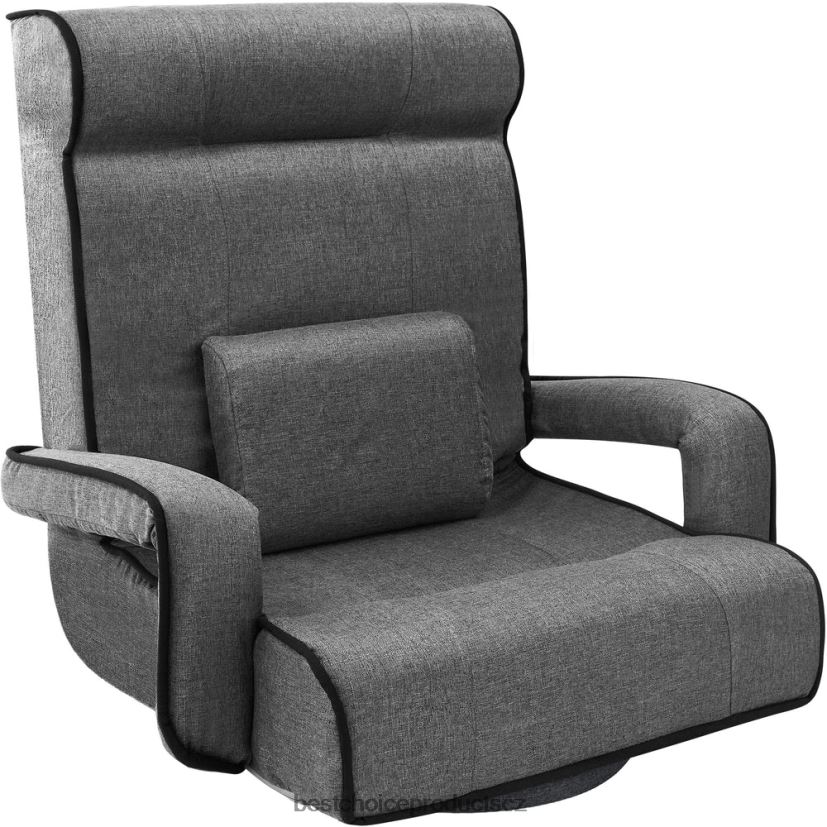 Best Choice Products Nadměrná otočná herní podlahová židle s područkou, nastavitelnou opěrkou zad doplněk světle šedá FF22861297
