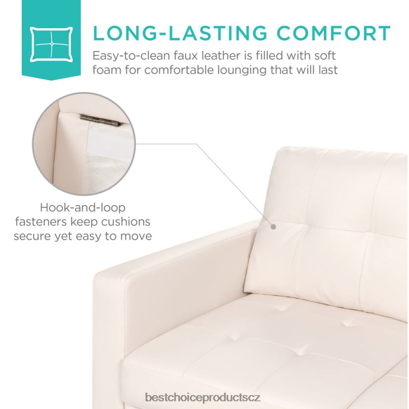 Best Choice Products Přizpůsobitelná sedací souprava z umělé kůže ve tvaru l s otomanskou lavicí doplněk bílý FF2286671