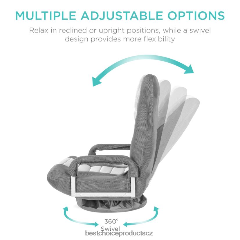 Best Choice Products herní podlahová židle s otočným o 360 stupňů, područkou, nastavitelnou opěrkou zad doplněk šedá/bílá FF22861167