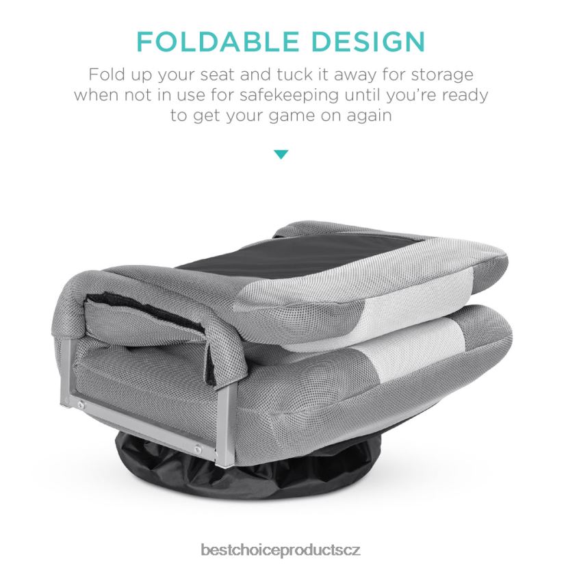 Best Choice Products herní podlahová židle s otočným o 360 stupňů, područkou, nastavitelnou opěrkou zad doplněk šedá/bílá FF22861167