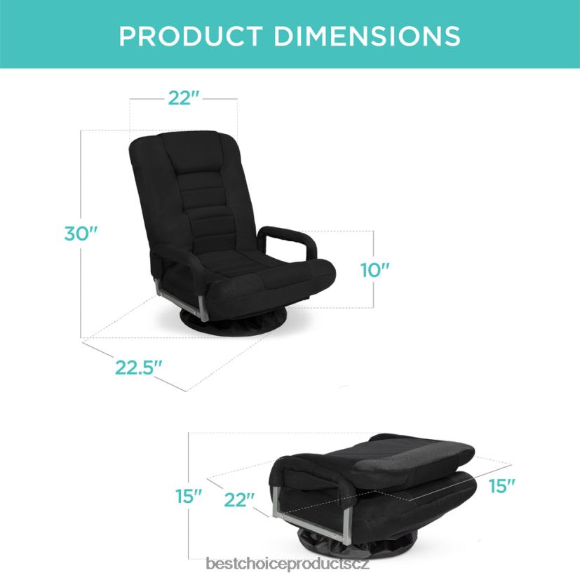 Best Choice Products herní podlahová židle s otočným o 360 stupňů, područkou, nastavitelnou opěrkou zad doplněk Černá FF22861171