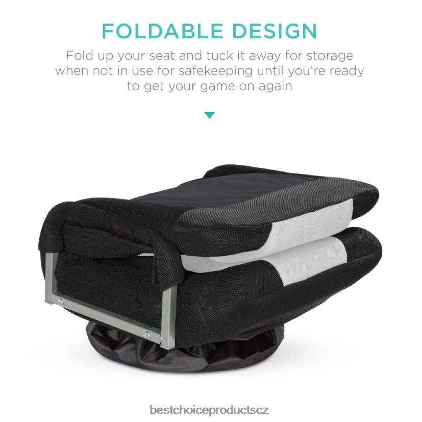 Best Choice Products herní podlahová židle s otočným o 360 stupňů, područkou, nastavitelnou opěrkou zad doplněk Černá bílá FF22861172