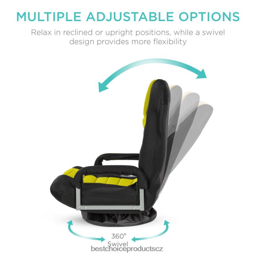 Best Choice Products herní podlahová židle s otočným o 360 stupňů, područkou, nastavitelnou opěrkou zad doplněk černá/žlutá FF22861173