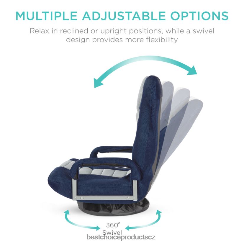 Best Choice Products herní podlahová židle s otočným o 360 stupňů, područkou, nastavitelnou opěrkou zad doplněk modrá/šedá FF22861170