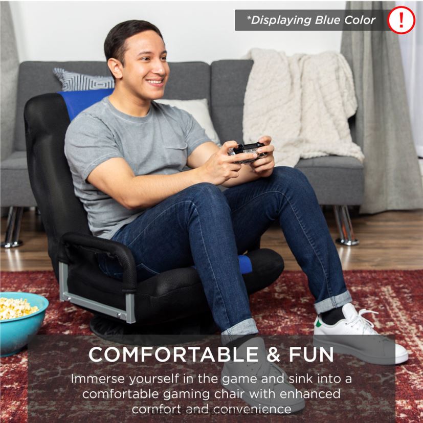 Best Choice Products herní podlahová židle s otočným o 360 stupňů, područkou, nastavitelnou opěrkou zad doplněk modrá/šedá FF22861170