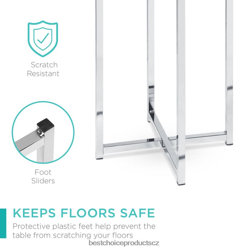 Best Choice Products kulatý konferenční stolek s deskou z umělého mramoru, kovový rám doplněk bílá/chrom FF22861247