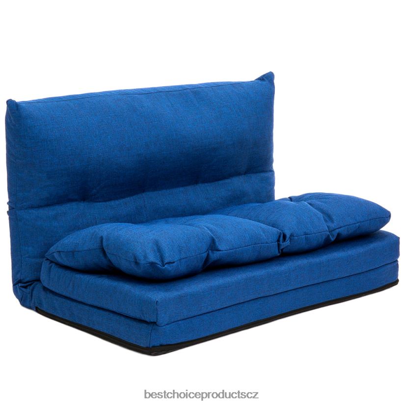 Best Choice Products lněné skládací futonové herní gaučové křeslo doplněk modrý FF22861270