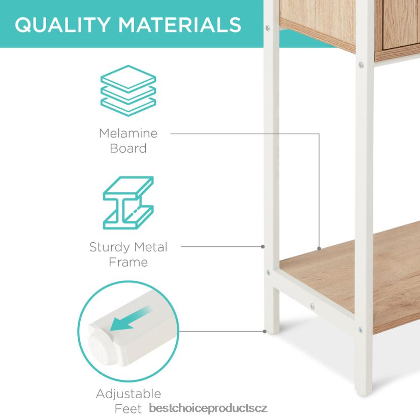 Best Choice Products úložná knihovna do obývacího pokoje, chodník se skříňkou, zvýšené provedení doplněk světlý dub FF2286386