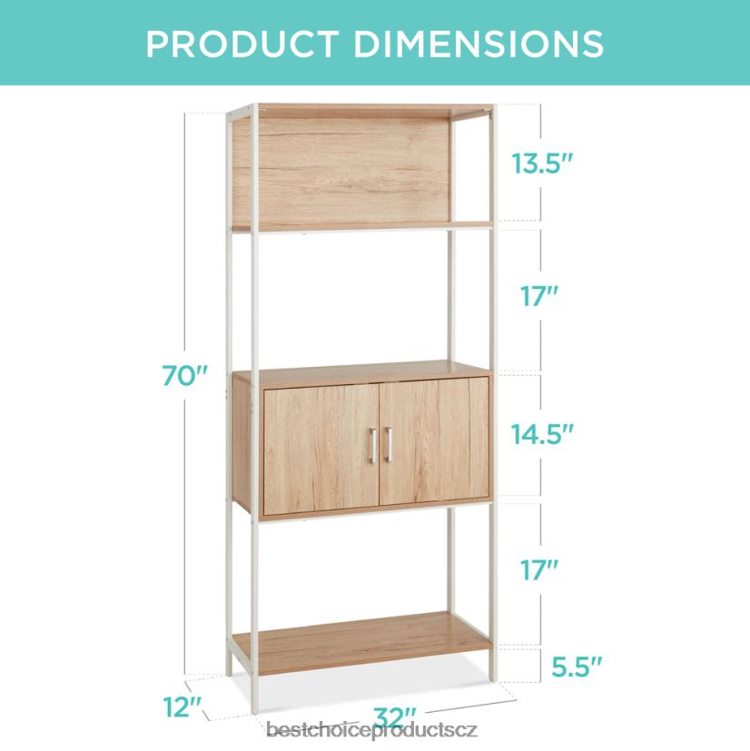 Best Choice Products úložná knihovna do obývacího pokoje, chodník se skříňkou, zvýšené provedení doplněk světlý dub FF2286386