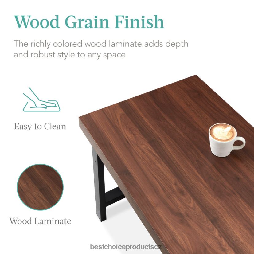 Best Choice Products moderní obdélníkový konferenční stolek řeznický blok s kovovými nohami doplněk hnědý FF2286740