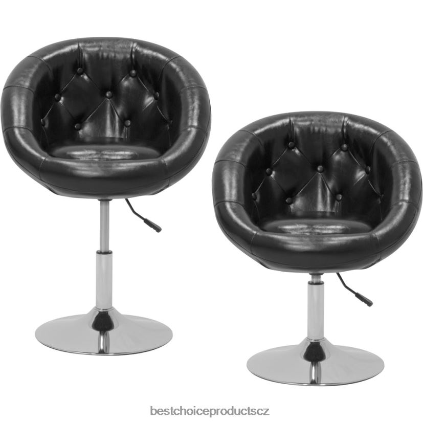Best Choice Products nastavitelné všívané kulaté otočné křeslo doplněk Černá FF22861268