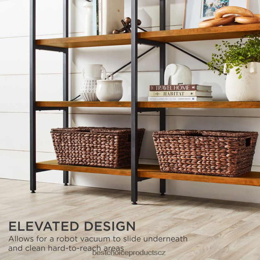 Best Choice Products průmyslová knihovna do obývacího pokoje, chodník se zvýšeným designem doplněk hnědý FF2286645