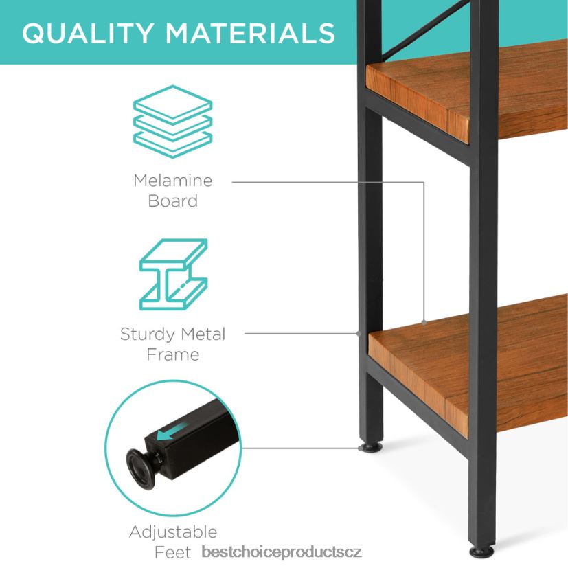 Best Choice Products průmyslová knihovna do obývacího pokoje, chodník se zvýšeným designem doplněk hnědý FF2286645