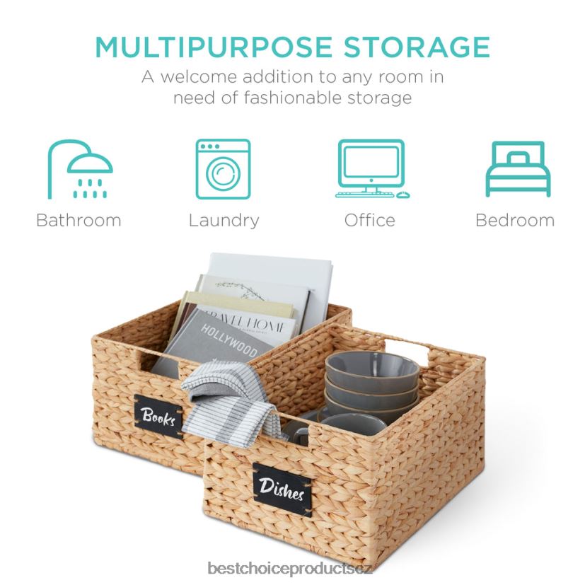 Best Choice Products sada 2 košíčků na vodní hyacint s tabulí, fixem doplněk přírodní FF2286640