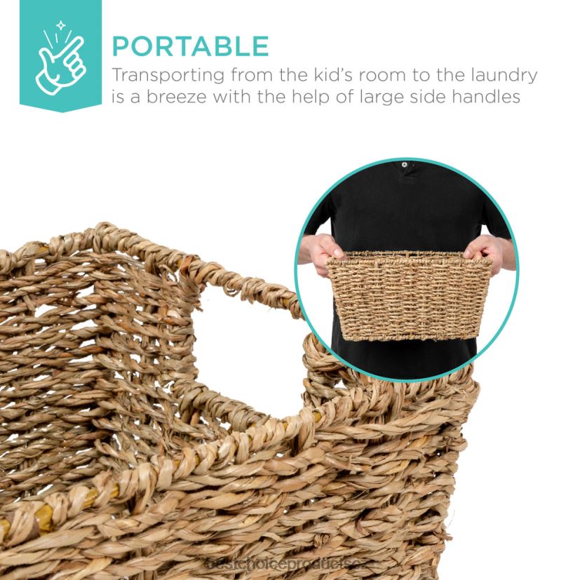 Best Choice Products sada 4 úložných košíků z mořské trávy, organizér na prádlo s vkládacími držadly doplněk přírodní FF2286729