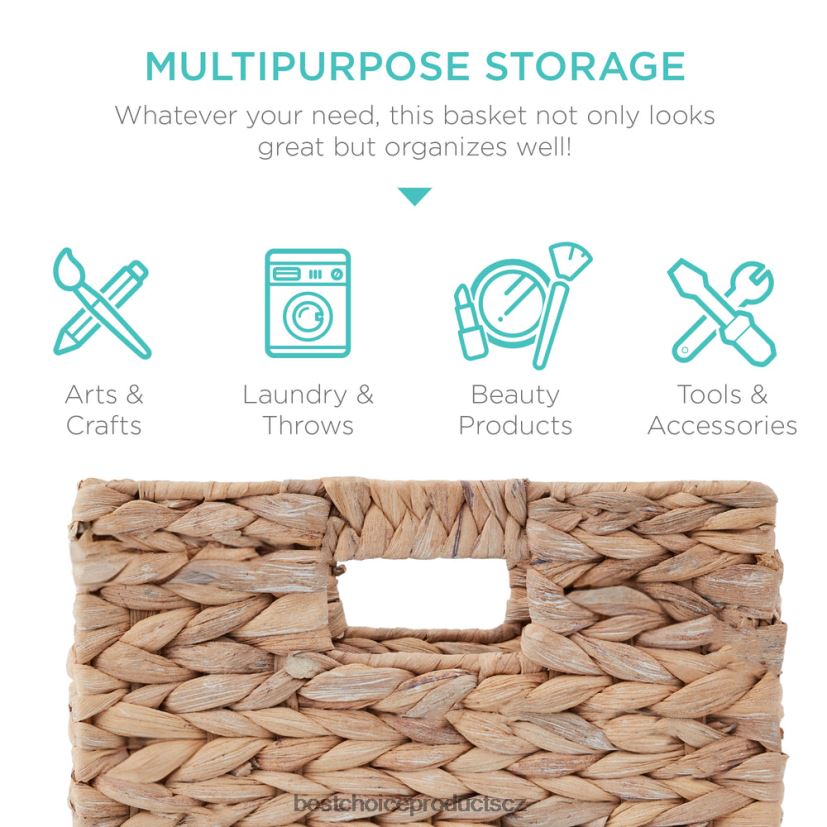 Best Choice Products sada 5 skládacích hyacintových úložných košů s vložkami doplněk bílý FF22861239