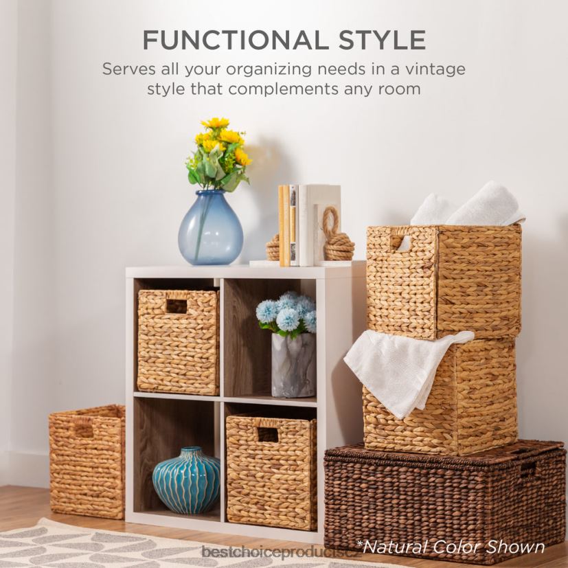 Best Choice Products sada 5 skládacích hyacintových úložných košů s vložkami doplněk bílý FF2286682