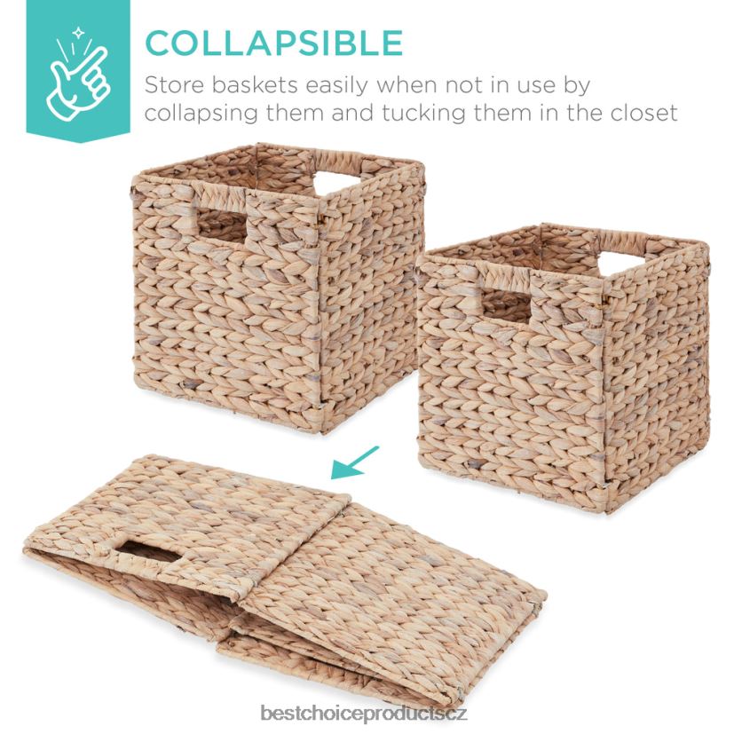 Best Choice Products sada 5 skládacích hyacintových úložných košů s vložkami doplněk bílý FF2286708