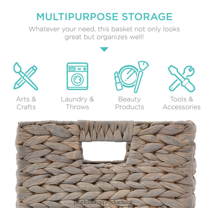 Best Choice Products sada 5 skládacích hyacintových úložných košů s vložkami doplněk šedá FF2286710