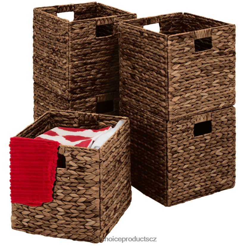 Best Choice Products sada 5 skládacích hyacintových úložných košů s vložkami doplněk espresso FF2286707