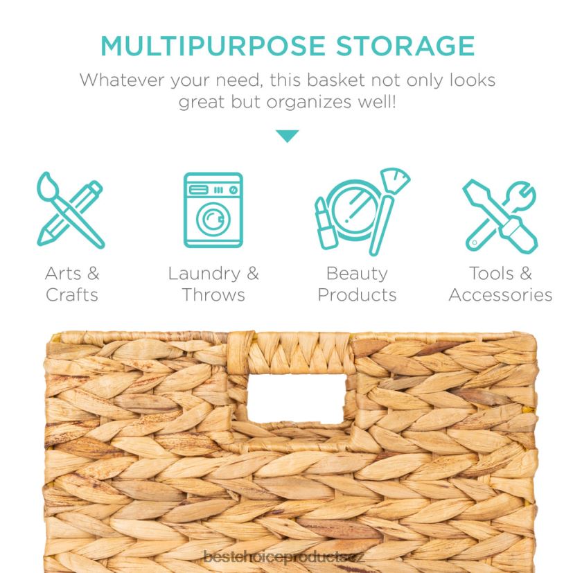 Best Choice Products sada 5 skládacích hyacintových úložných košů s vložkami doplněk přírodní FF22861235