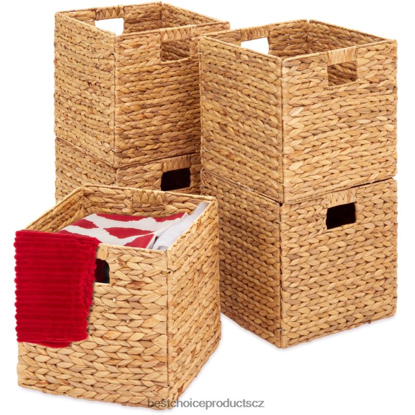 Best Choice Products sada 5 skládacích hyacintových úložných košů s vložkami doplněk přírodní FF2286706