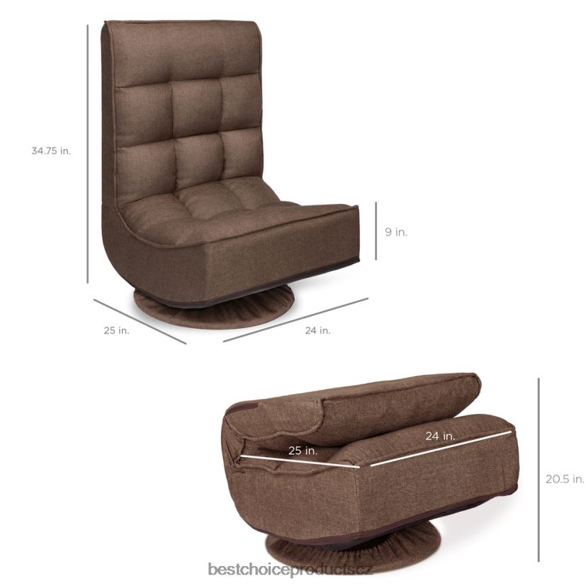 Best Choice Products skládací podlahové herní křeslo s otočným o 360 stupňů, 4 nastavitelné polohy doplněk káva FF22861210