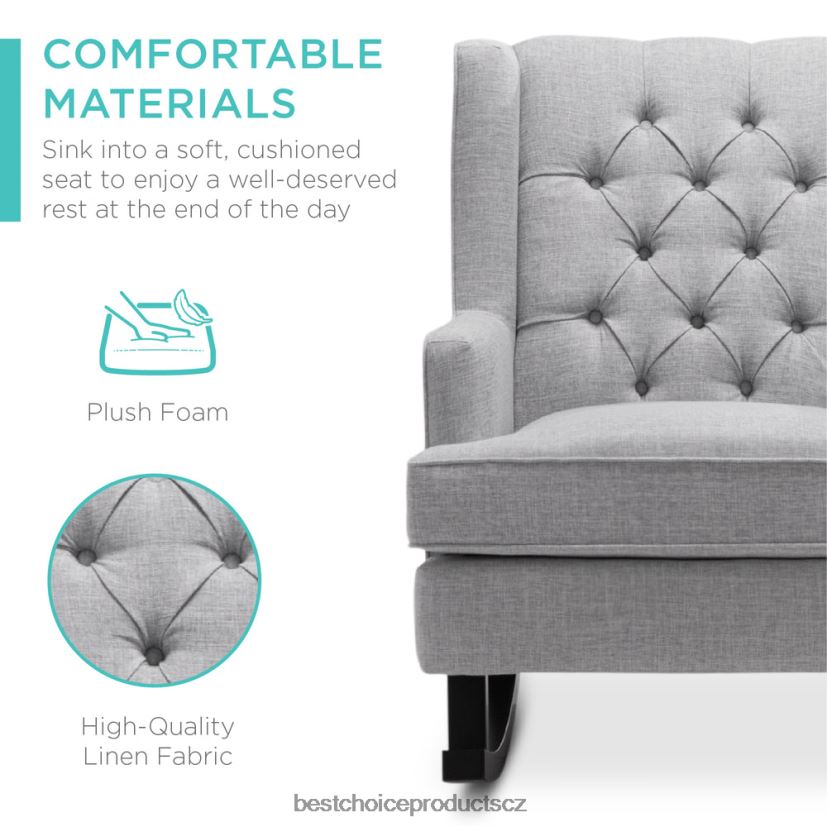 Best Choice Products všívané čalouněné houpací křeslo wingback doplněk šedá FF22861226