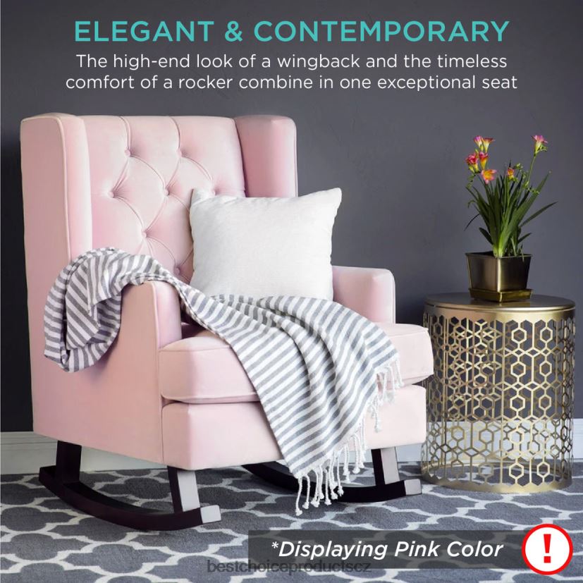 Best Choice Products všívané čalouněné houpací křeslo wingback doplněk šedá FF22861226