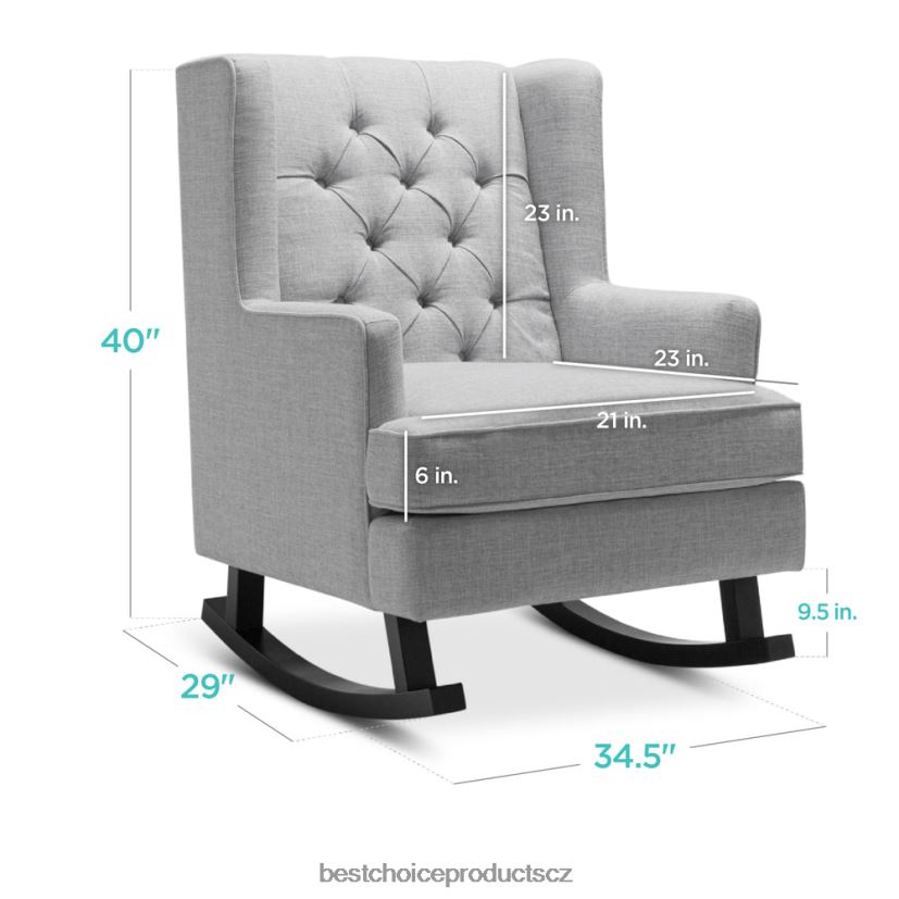 Best Choice Products všívané čalouněné houpací křeslo wingback doplněk šedá FF22861226