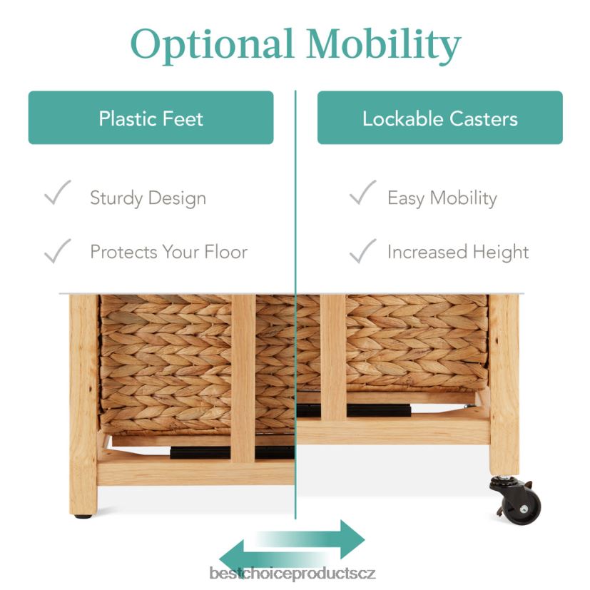 Best Choice Products vertikální pojízdná kartotéka s pryžovým dřevěným rámem, aretačními kolečky doplněk přírodní FF2286392