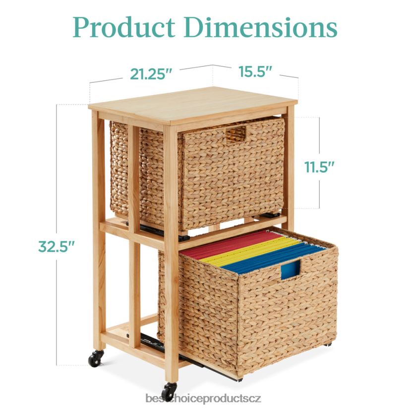 Best Choice Products vertikální pojízdná kartotéka s pryžovým dřevěným rámem, aretačními kolečky doplněk přírodní FF2286392