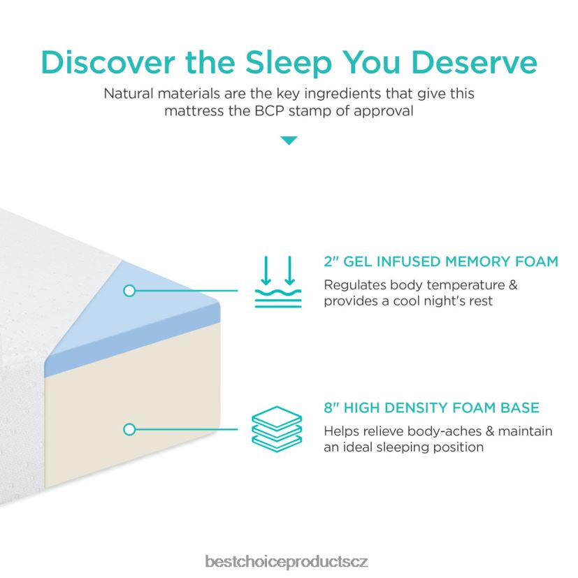 Best Choice Products 10palcová dvouvrstvá matrace s gelovou paměťovou pěnou doplněk krása FF22861295