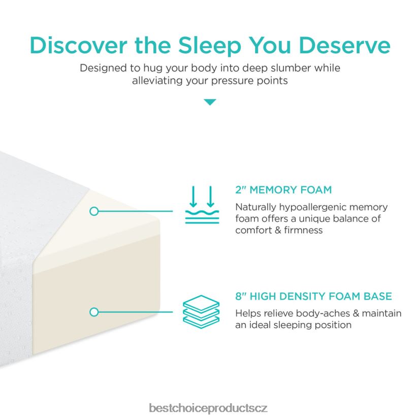 Best Choice Products 10palcová dvouvrstvá matrace z paměťové pěny s certifikovanou pěnou certipur-us doplněk krása FF22861191