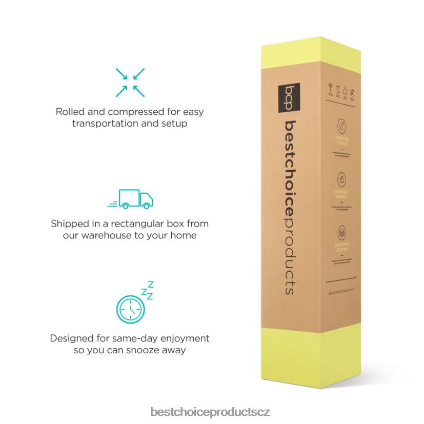 Best Choice Products 12palcová středně pevná matrace z paměťové pěny ze zeleného čaje a bambusového uhlí doplněk krása FF2286592