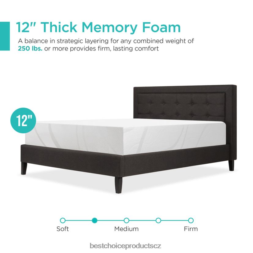 Best Choice Products 12palcová středně plyšová matrace z paměťové pěny ze zeleného čaje a bambusového uhlí doplněk krása FF22861217