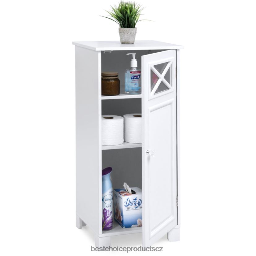 Best Choice Products 3patrová klasická dřevěná podlahová skříň s dvířky doplněk bílý FF22861289