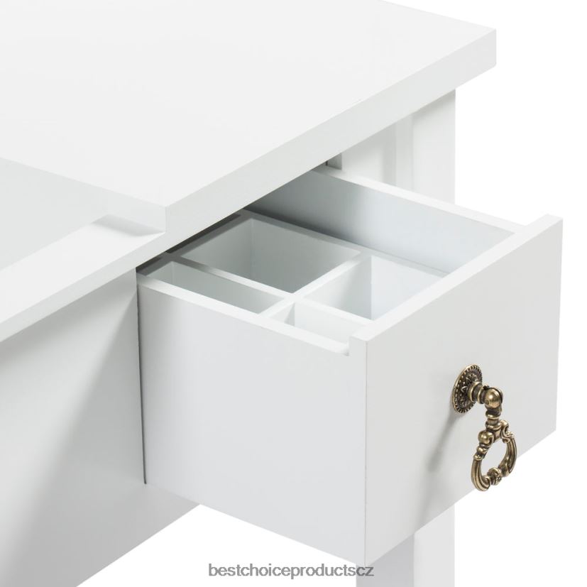 Best Choice Products Koupelnový set toaletního stolku se čtvercovým zrcadlem, taburetem doplněk bílý FF22861303